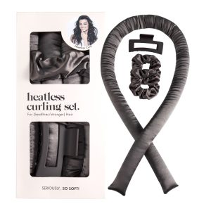Satin Heatless Curling Set — Charcoal Gray · Heat-Free Overnight Soft Waves