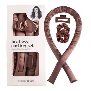 Satin Heatless Curling Set — Rose Brown · Heat-Free Overnight Soft Waves