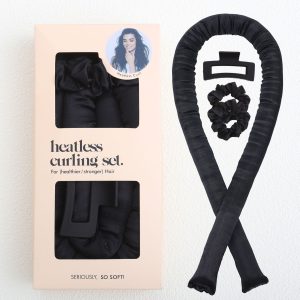 Satin Heatless Curling Set — Black · Heat-Free Overnight Soft Waves
