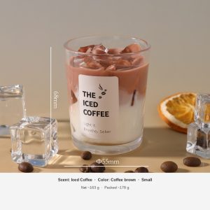 Iced Coffee Jelly Wax Candle — Latte Cup Glass, Large & Small