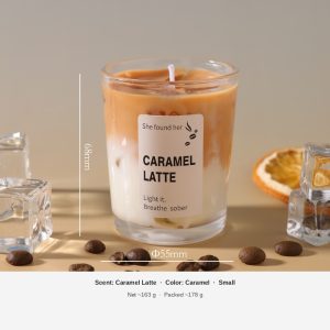 Caramel Latte Jelly Wax Candle — Latte Cup Glass, Large & Small
