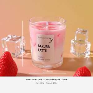 Sakura Latte Jelly Wax Candle — Latte Cup Glass, Large & Small
