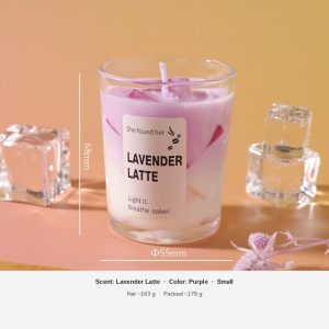 Lavender Latte Jelly Wax Candle — Latte Cup Glass, Large & Small