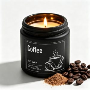 Coffee Soy Candle 100g — Men's Black Glass Apothecary Jar, Hand-Poured