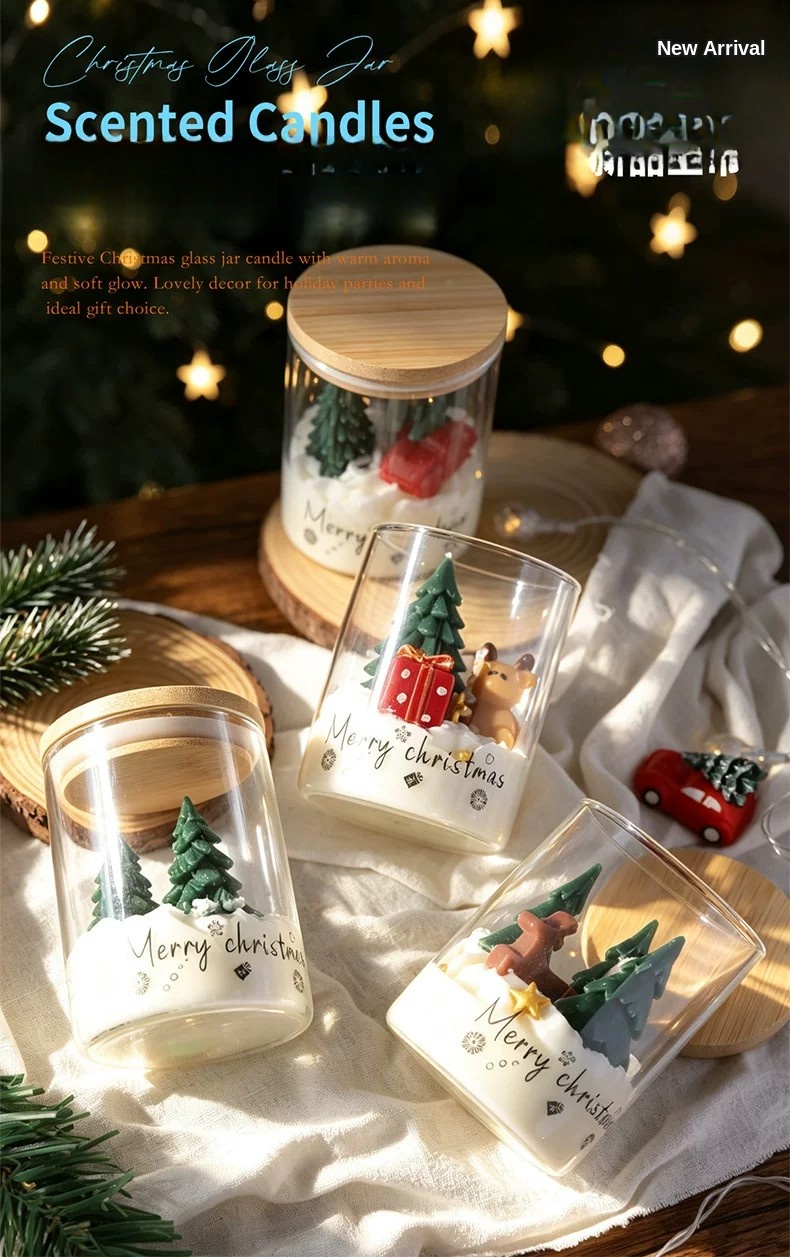 Three Christmas Trees Glass Cup Candle — Merry Christmas Gift Jar - Image 7
