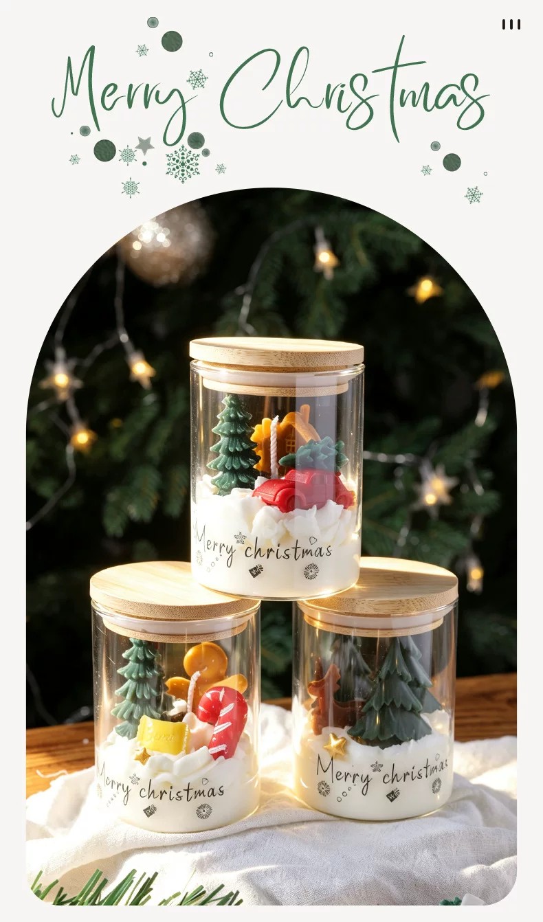 House, Car & Tree Glass Cup Candle — Merry Christmas Gift Jar - Image 4