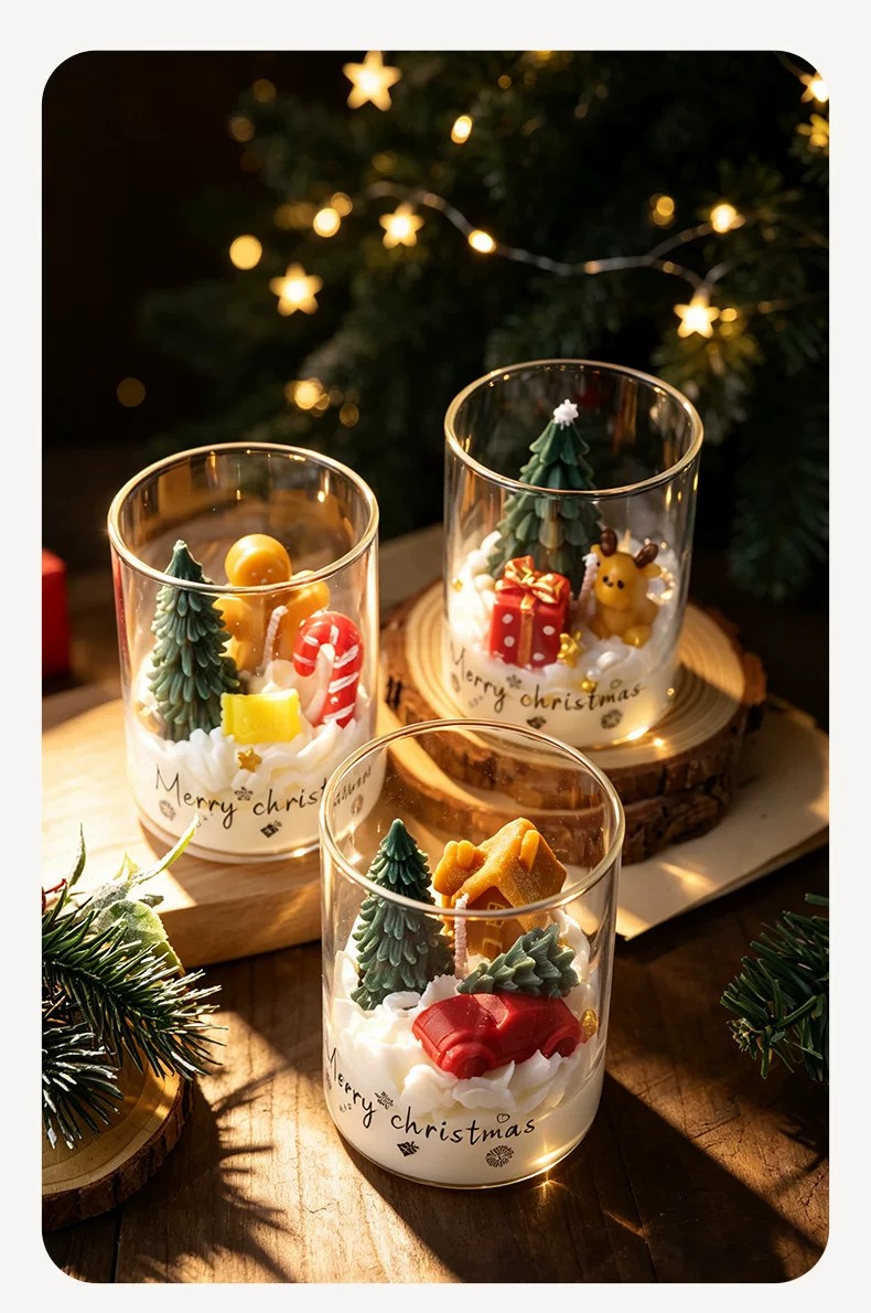 Gingerbread & Candy Cane Glass Cup Candle — Merry Christmas Gift Jar - Image 4