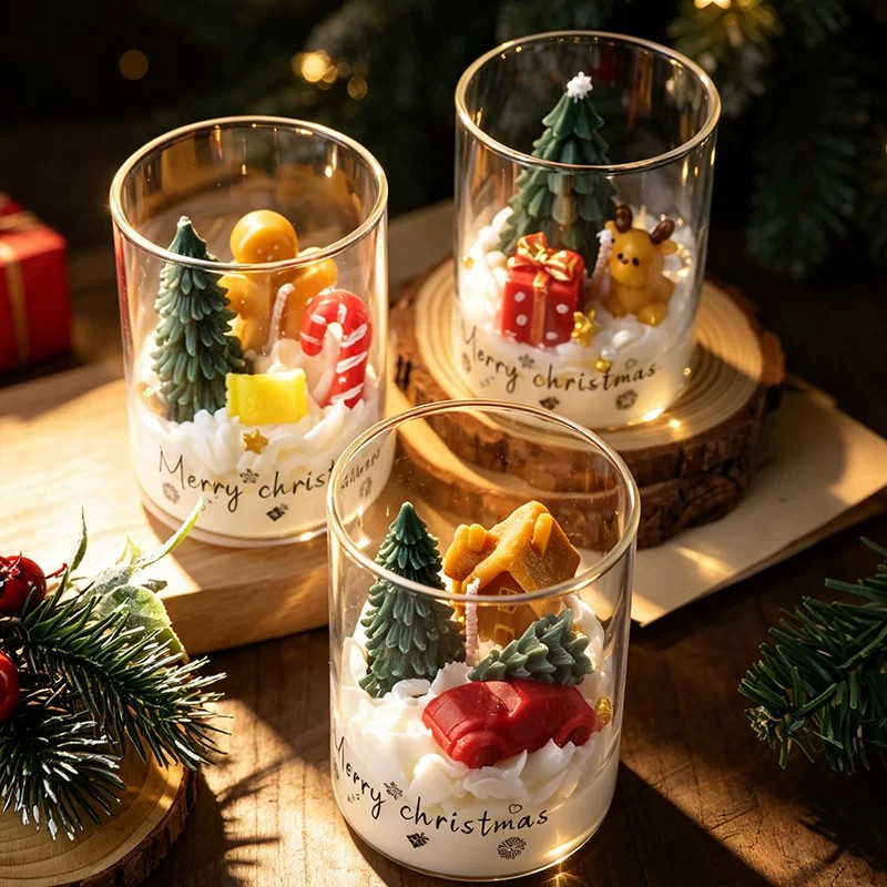 Gingerbread & Candy Cane Glass Cup Candle — Merry Christmas Gift Jar - Image 3
