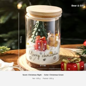 Bear & Gift Glass Cup Candle — Merry Christmas Gift Jar