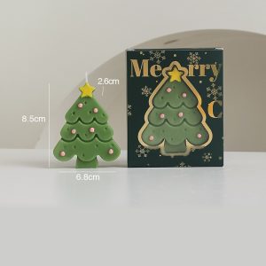 Christmas Tree Candle – Olive Green · Rose