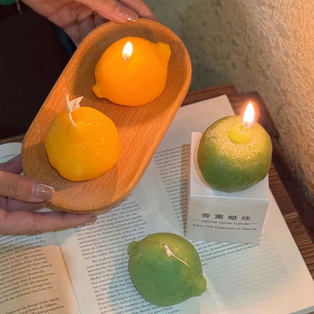 Green Horizontal Lemon Scented Candle — Cozy Favour Décor - Image 2