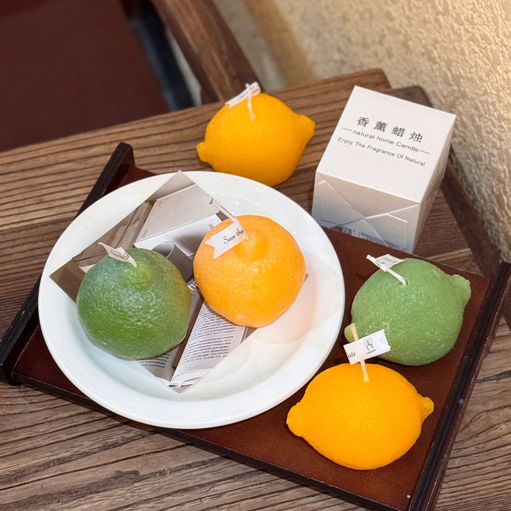 Yellow Horizontal Lemon Scented Candle — Cozy Favour Décor - Image 3