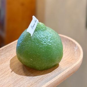 Green Vertical Lemon Scented Candle — Cozy Favour Décor