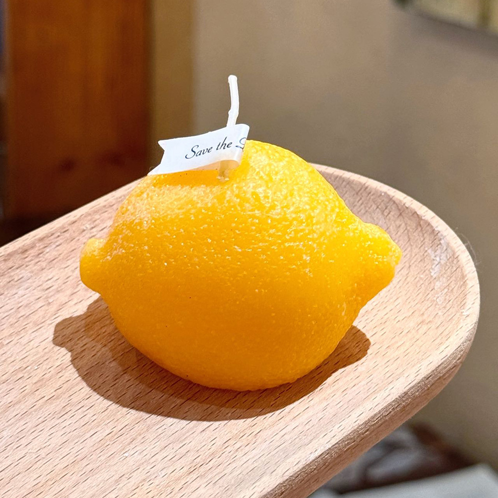 Yellow Horizontal Lemon Scented Candle — Cozy Favour Décor