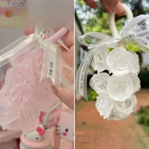 Rose Clear Crystal Handmade Soap Cluster — Hanging, ~170 g