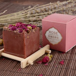 Handmade Rose Dried Flower Square Soap, 110g