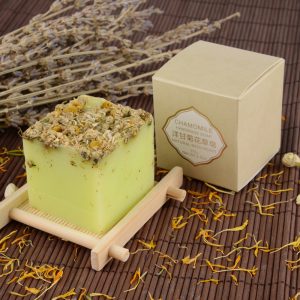 Handmade Chamomile Dried Flower Square Soap, 110g