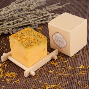 Handmade Calendula (Marigold) Dried Flower Square Soap, 110g