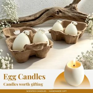Easter Egg Beeswax Candles – Realistic Egg with Yolk, Set of 2