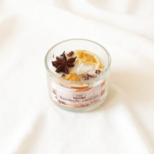 Orange Cinnamon Scented Candle – Small Round Glass (90 g wax)