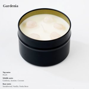 Gardenia 3.5oz Gemstone Tin Soy Candle — Natural Soy Wax, Smokeless, Black Travel Tin