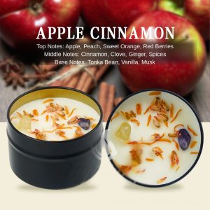 Apple Cinnamon Dried Flower Crystal Soy Blend Candle 100g — Black Tin