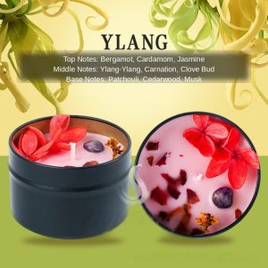 Ylang-Ylang Dried Flower Crystal Soy Blend Candle 100g — Black Tin