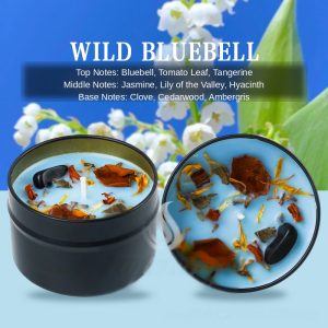 Wild Bluebell Dried Flower Crystal Soy Blend Candle 100g — Black Tin