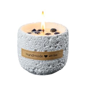 Tuberose Soy Blend Candle in White Concrete Vessel — 200 g, Lead-Free Cotton Wick, Textured Concrete