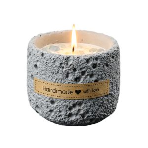 Sage Soy Blend Candle in Grey Concrete Vessel — 200 g, Lead-Free Cotton Wick, Textured Concrete